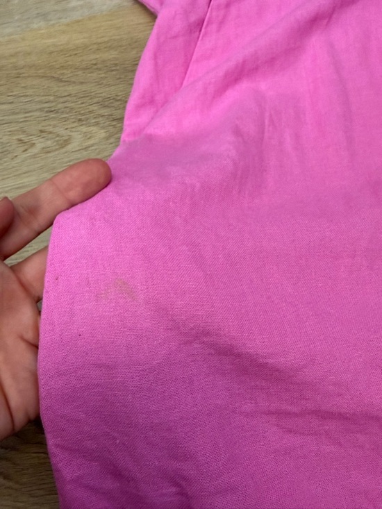 Old Navy Pink Button-Front Puff Sleeve Linen Dress - Picture 4 of 7